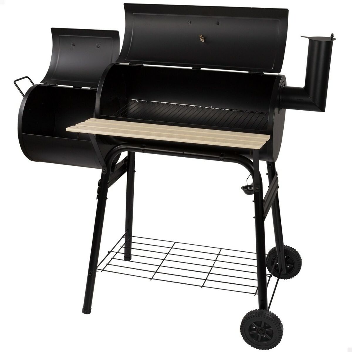 Aktive Kolenbarbecue Met Wielen Aktive Staal Plastic Geëmailleerd Metaal 106 X 106 X 61 Cm Zwart
