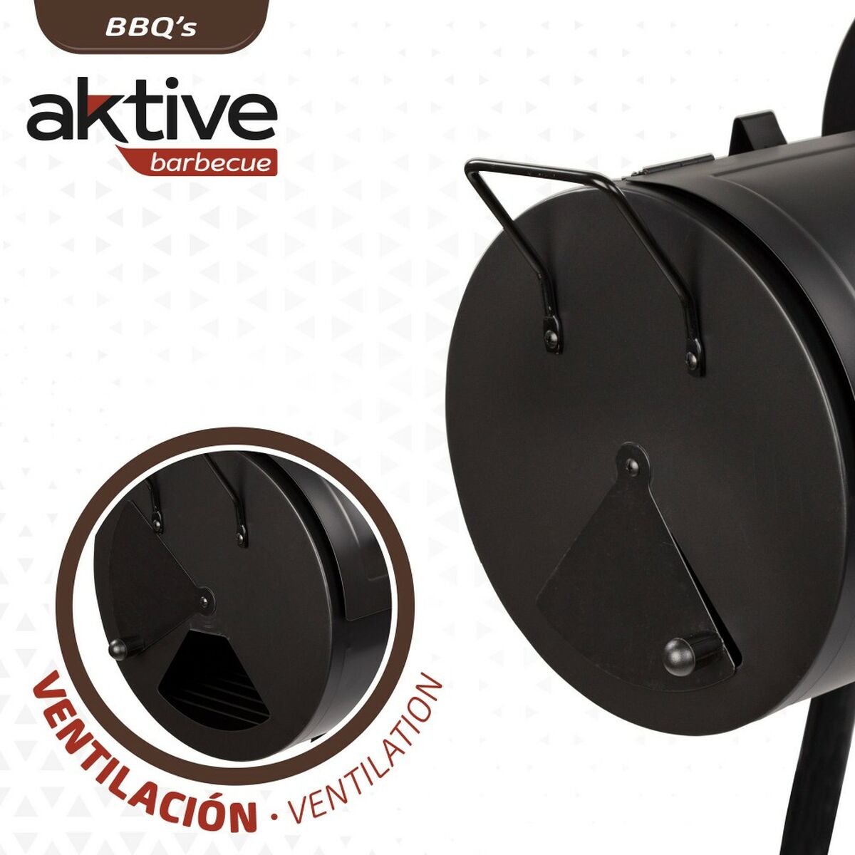 Aktive Kolenbarbecue Met Wielen Aktive Staal Plastic Geëmailleerd Metaal 106 X 106 X 61 Cm Zwart