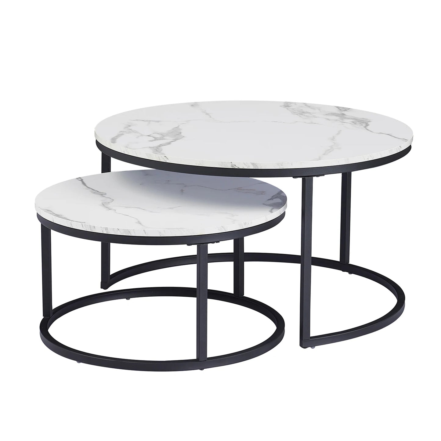 White Marble Round Tea Desk