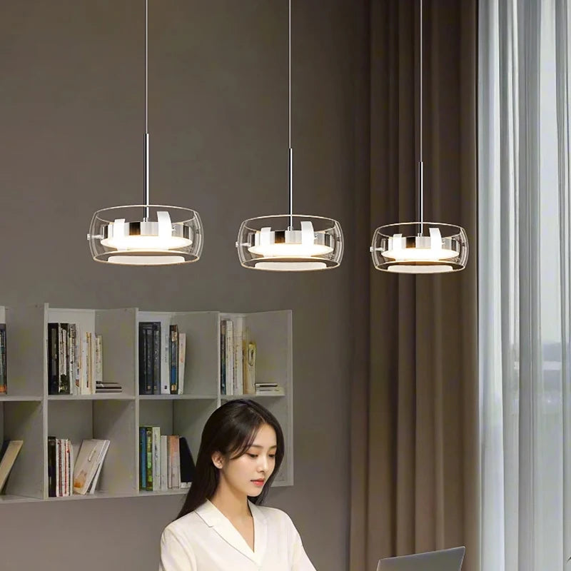 LED Modern Minimalist Glass Pendant Light - 3-Head Dining Room Luxury