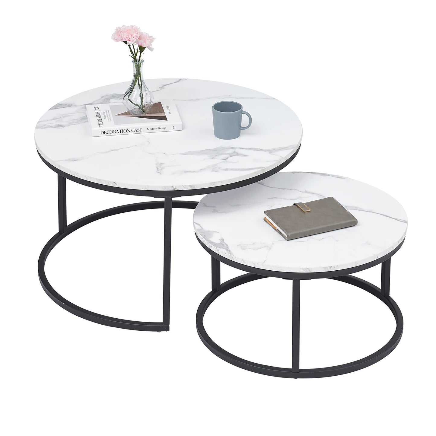 White Marble Round Tea Desk