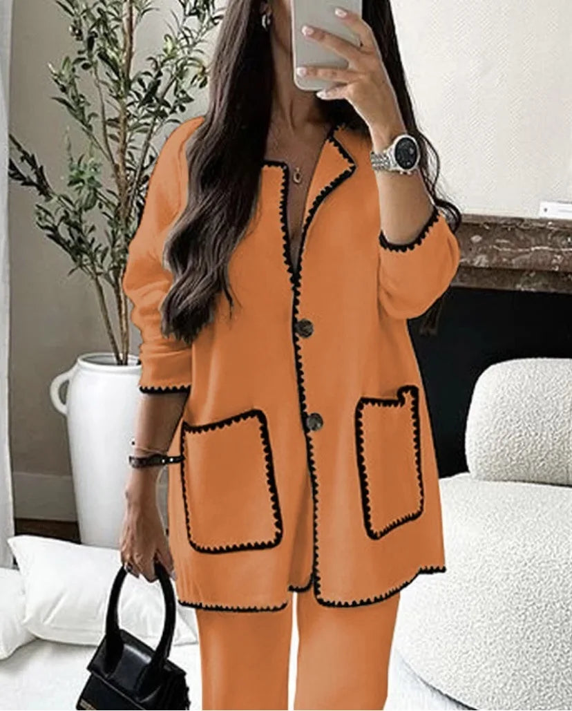Elegant Autumn Women's Knit Cardigan & Pants Set